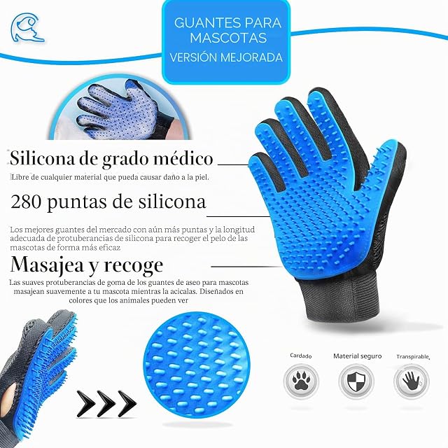 Foto 2 de 7 de Guantes Gato Cepillo De Aseo para Eliminar El Pelo de Mascotas Guantes De ，Perros y Gatos Pelo Corto…