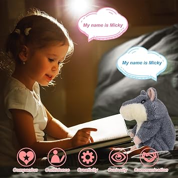 Ayeboovi Toddler Toys Talking Hamster Repeats What You Say in 2 Versions Baby Toys Gifts for Kids Fun Toys Retro Toys Plush Talking Toy for 3 4 5 Years Old Boys Girls