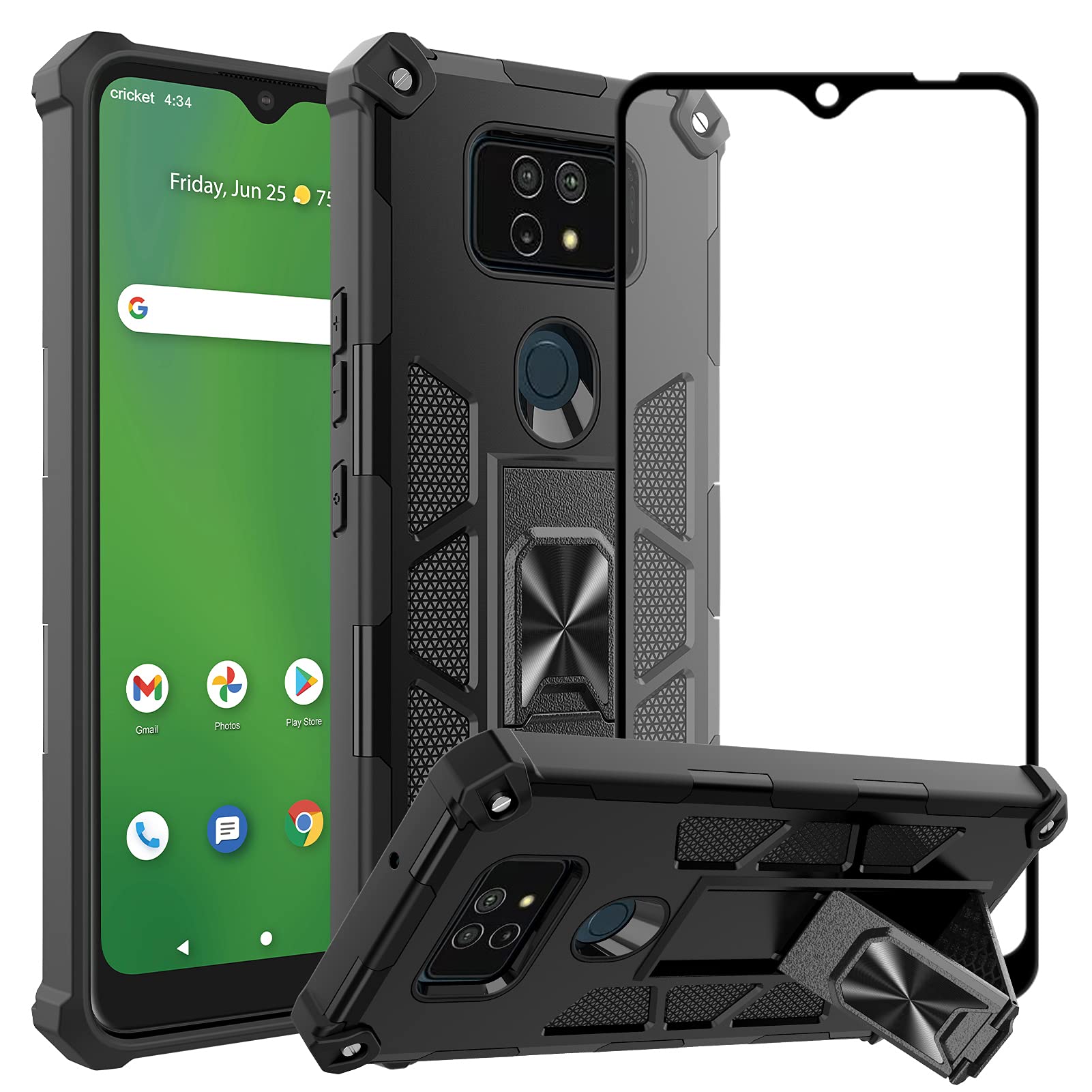 Ailiber Case Compatible with Cricket Ovation 2, AT&T Maestro Max Case with Screen Protector, for Magnetic Car Mount, Kickstand Holder, Heavy Duty Full