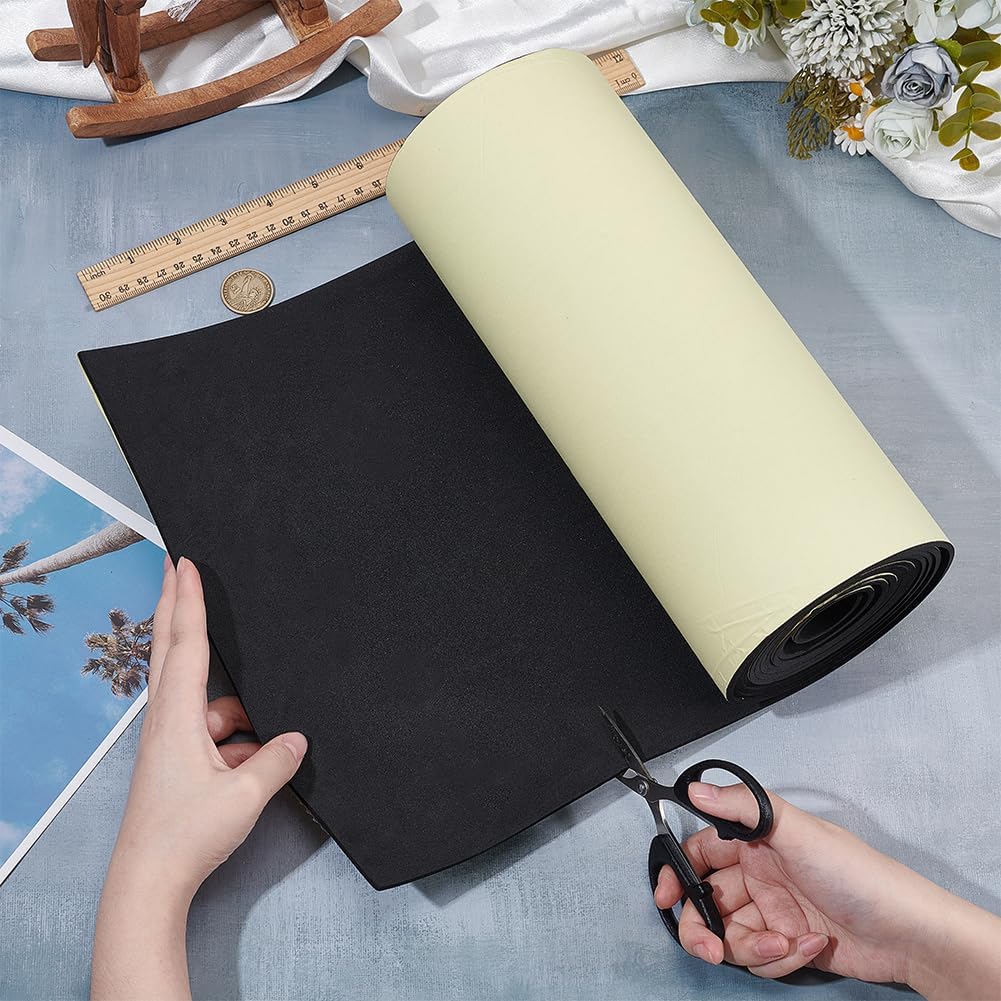 BENECREAT 118x11.8 Inch Black Self Adhesive EVA Foam Roll, 3mm Thick Adhesive Craft Foam Roll for Furniture Protecting, Gap Filling, Costumes, DIY Craft Project