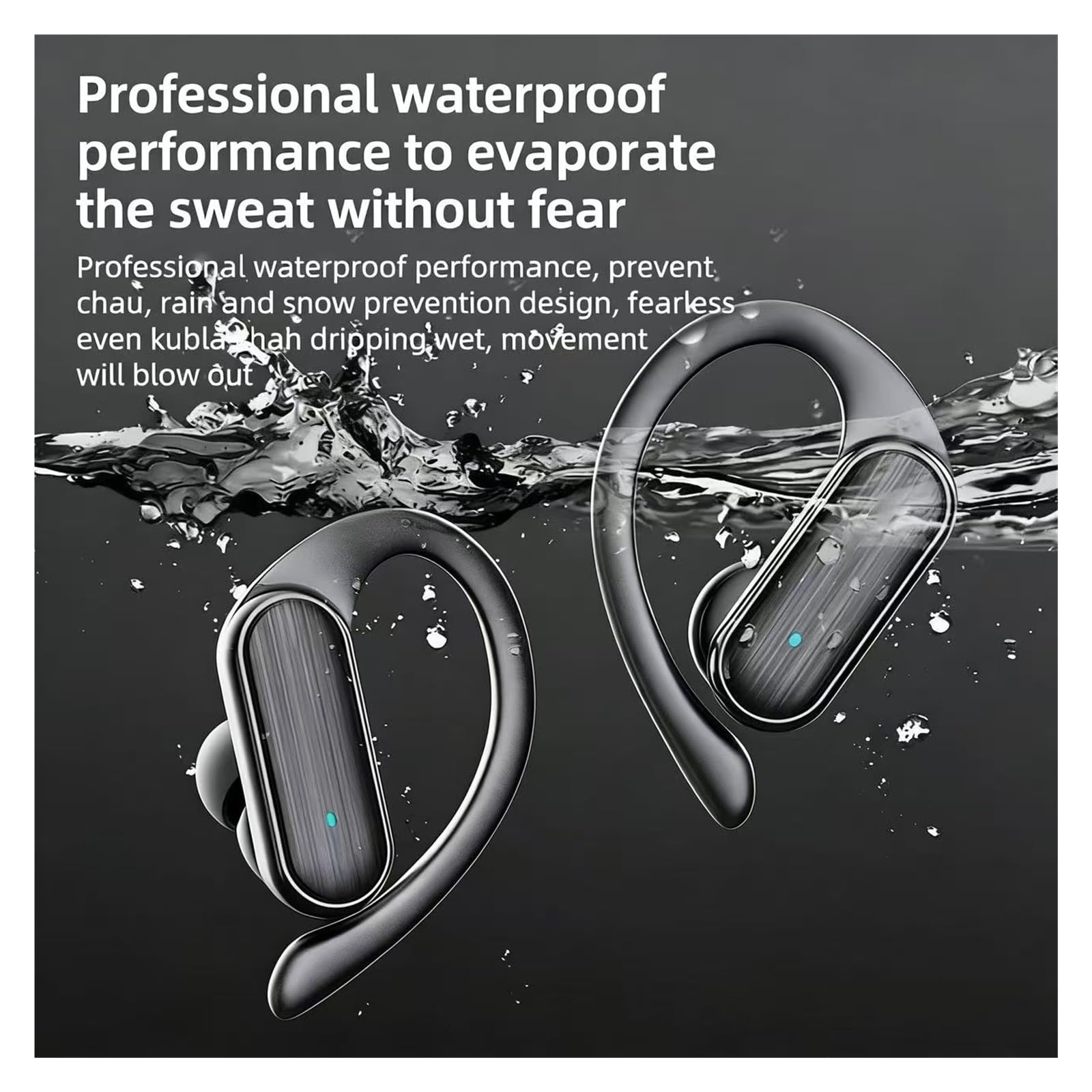 Auricolare Bluetooth V5.3 Auricolari Cuffie con microfono Cuffie Auricolari sportivi Anti-sudore(Blue)