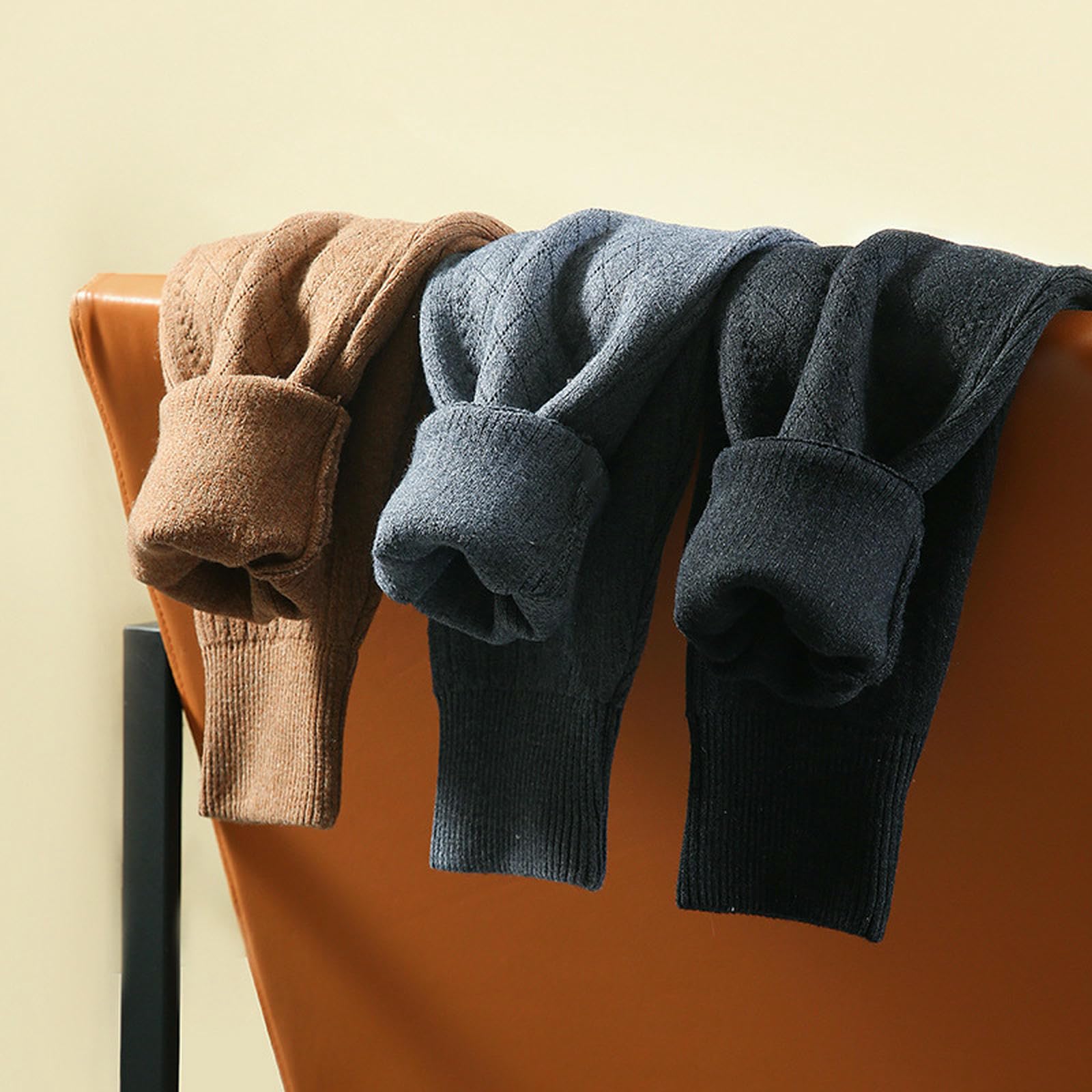 Collant Chaud Automne Et Hiver Laine Chaude Épais Leggings Chauds Élastiques Adaptés Aux Hommes-棕色-l