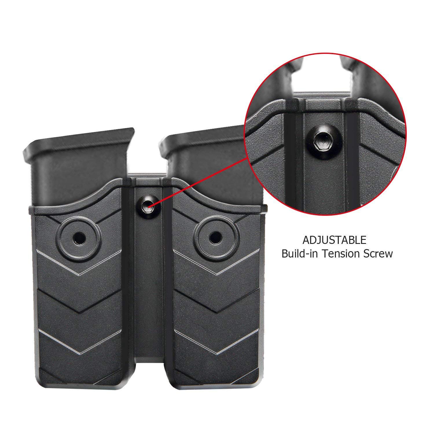 efluky Magazin Holster Magazintasche Pistole Passt für Walther P99/Sig Sauer p226/Glock 17 19/CZ p-09/Beretta/H&K/Browning/Ruger/Steyr/S&W/Taurus, Belt 60°