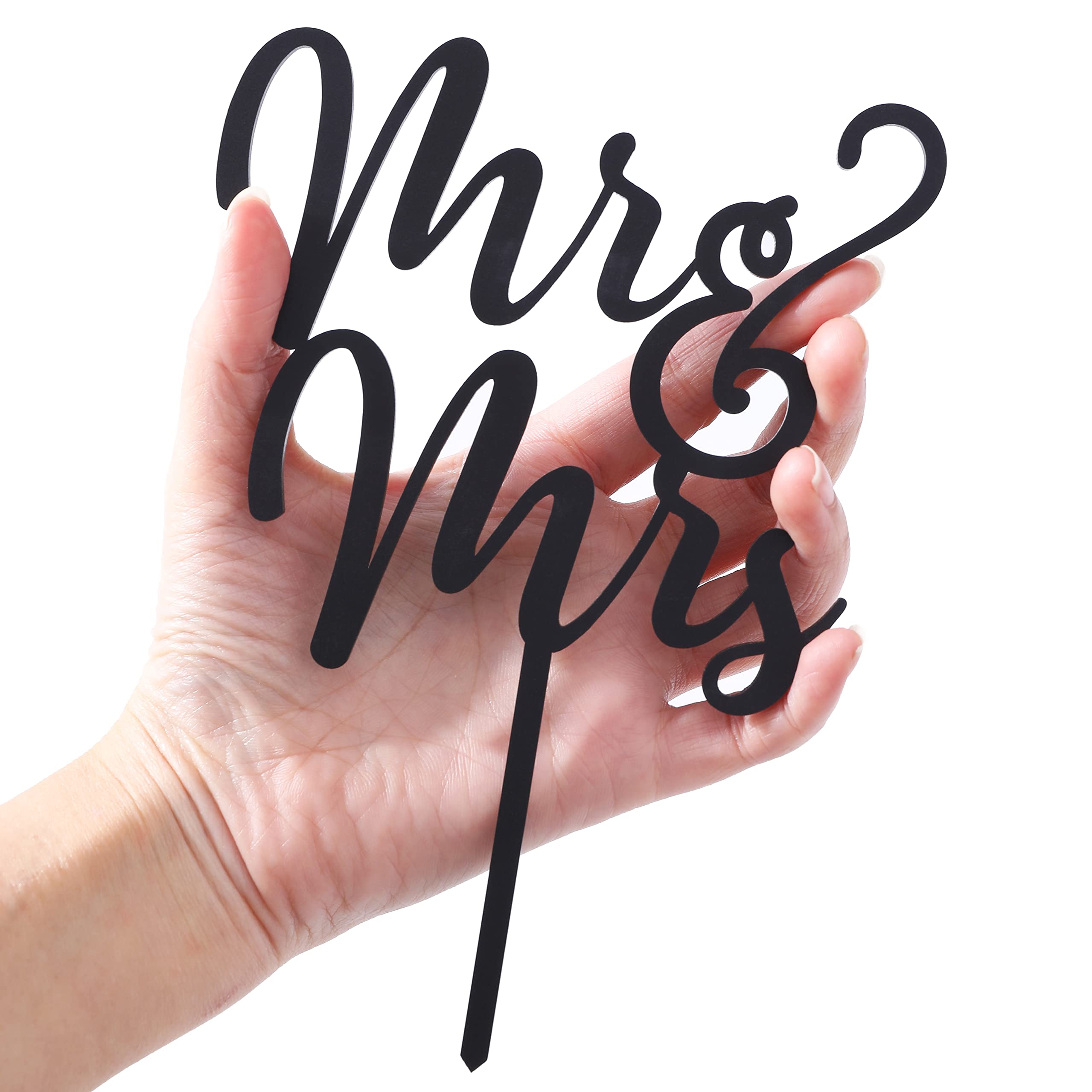 JuneLucky Black Acrylic Mr & Mrs Wedding Cake Topper