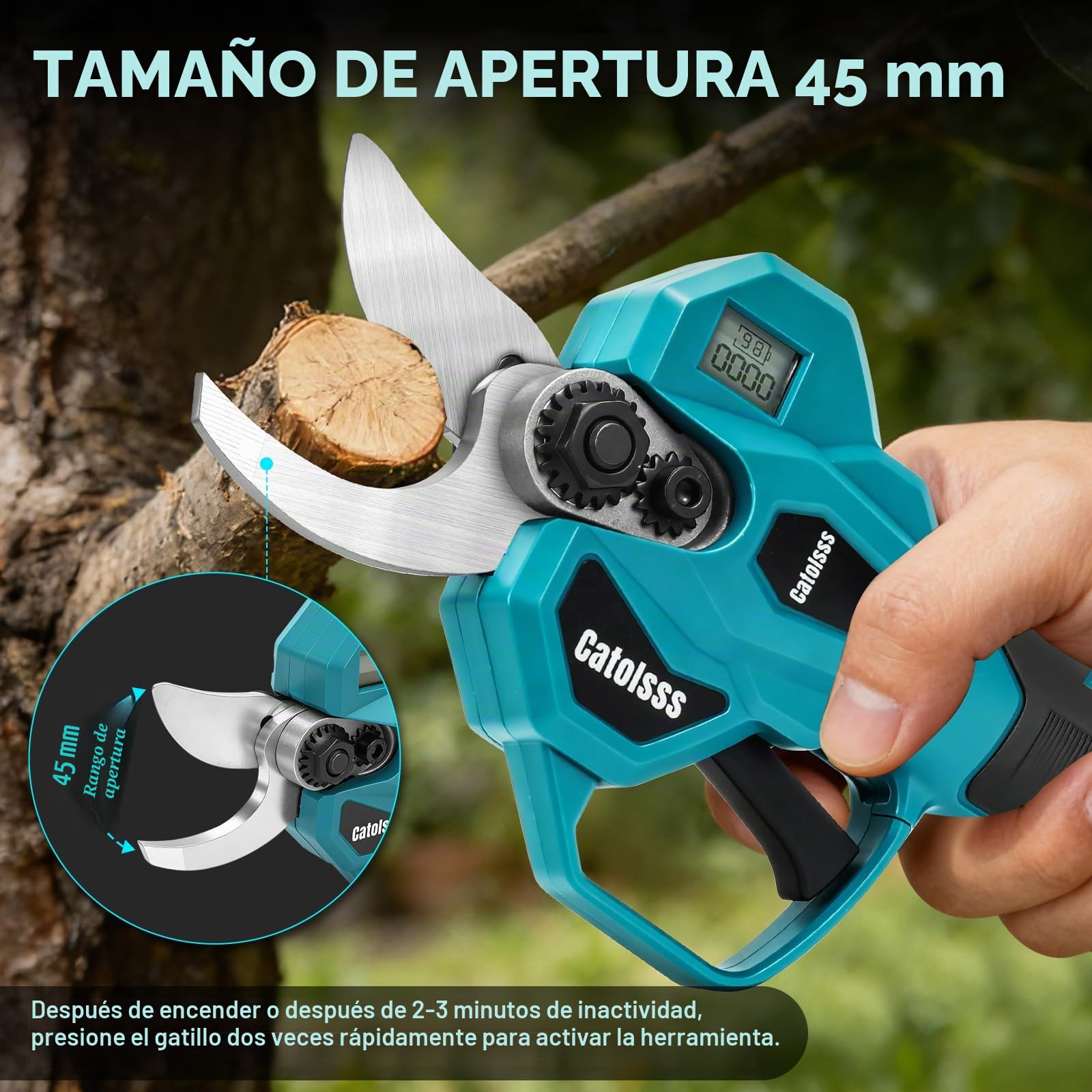 2 EN 1 Tijeras de Podar Eléctricas Telescópicas para Makita 18V(Sin Batería | Roadtime Podadora con Barra Extensible hasta 4,2 m, Cabezal Giratorio 180°, Corte 45 mm, Herramienta de Árboles y Jardín