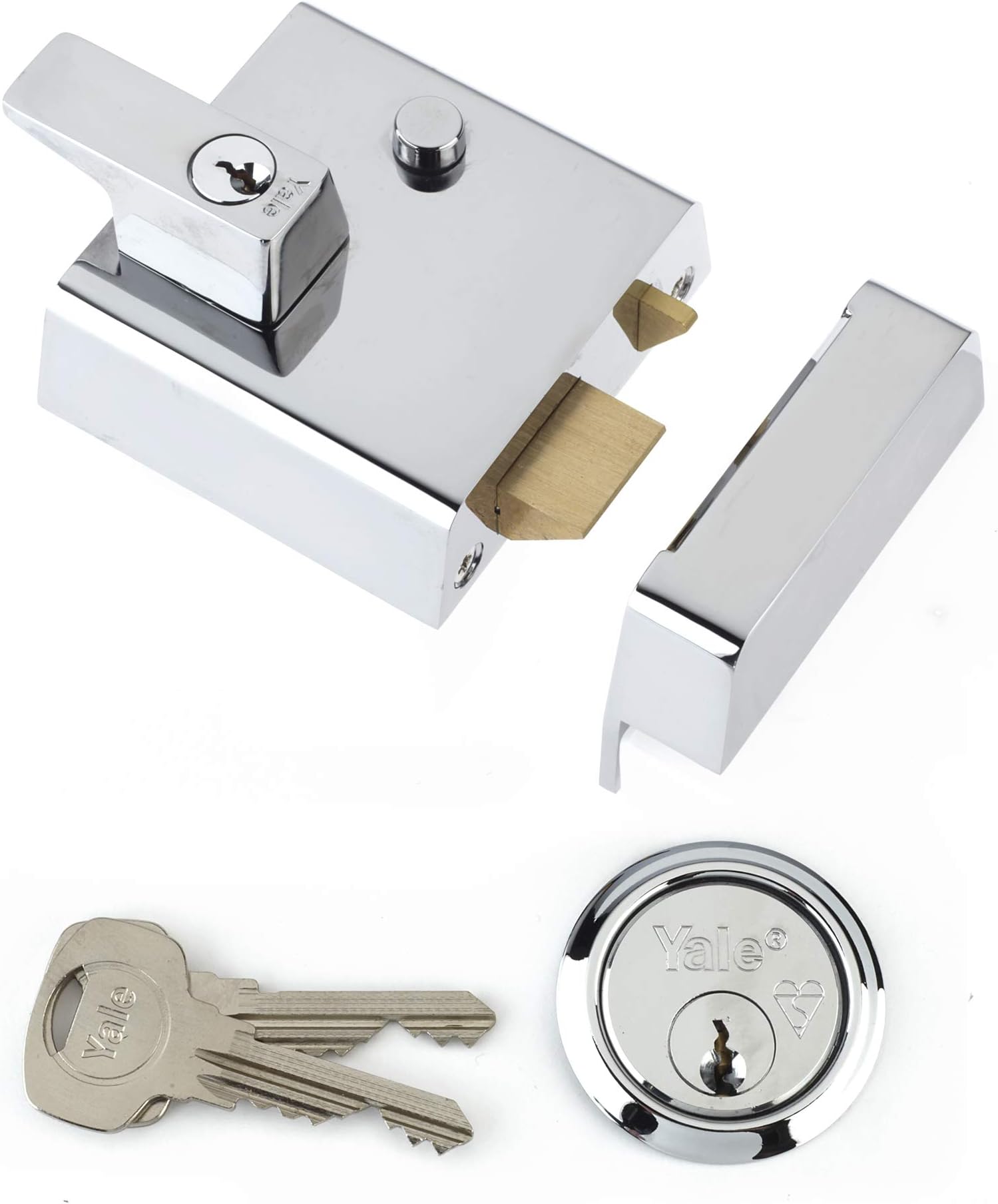 P-1-CH-CH-60 - Double Locking Nightlatch - 60mm - Chrome Finish - High Security Can Be Locked From Inside With Key