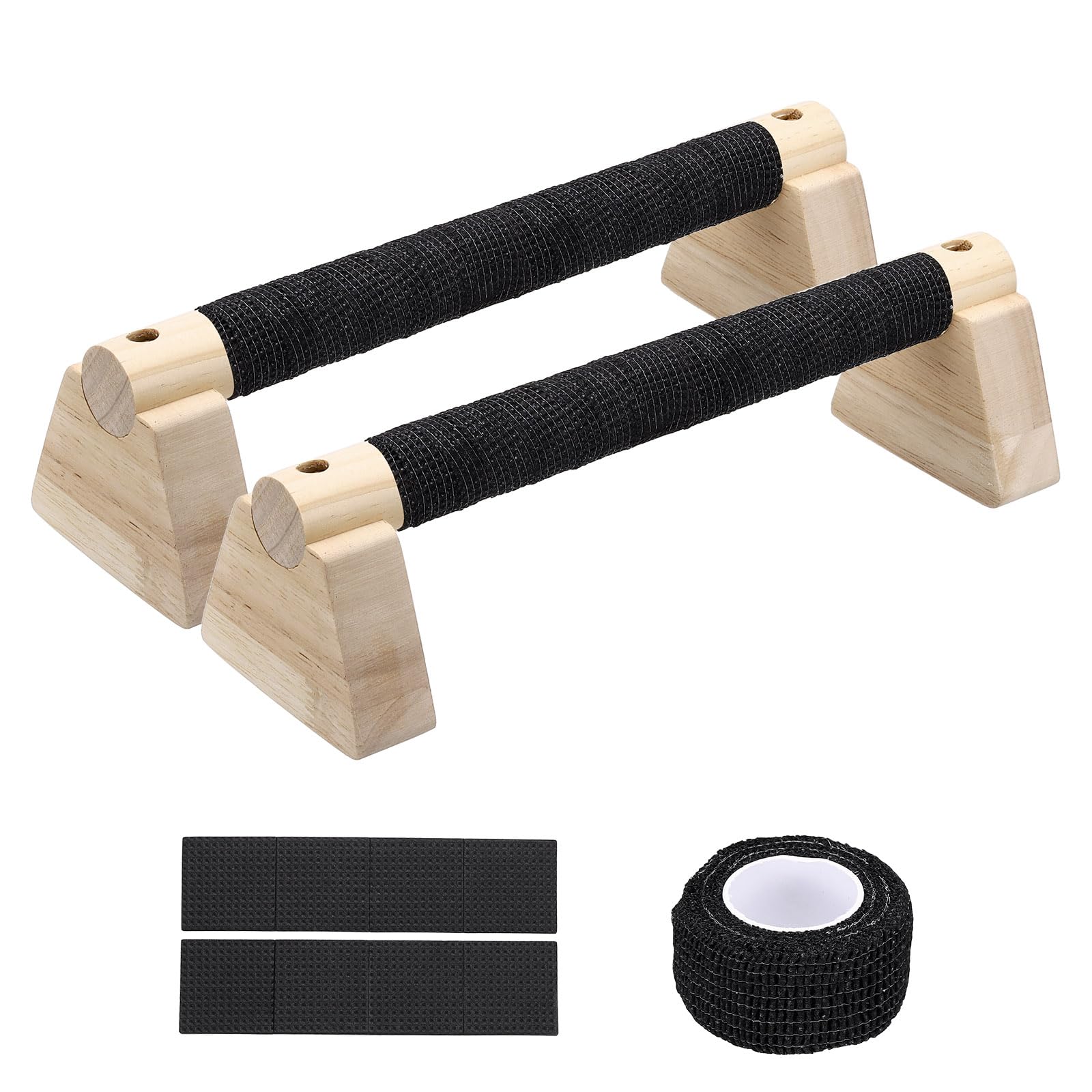 PATIKIL Push Up Bars, Wooden Parallettes Bars, 2Pcs 30cm Wooden Push Up Handle with Non-Slip Base and Grip for Strength Training Planks Calisthenics Equipment