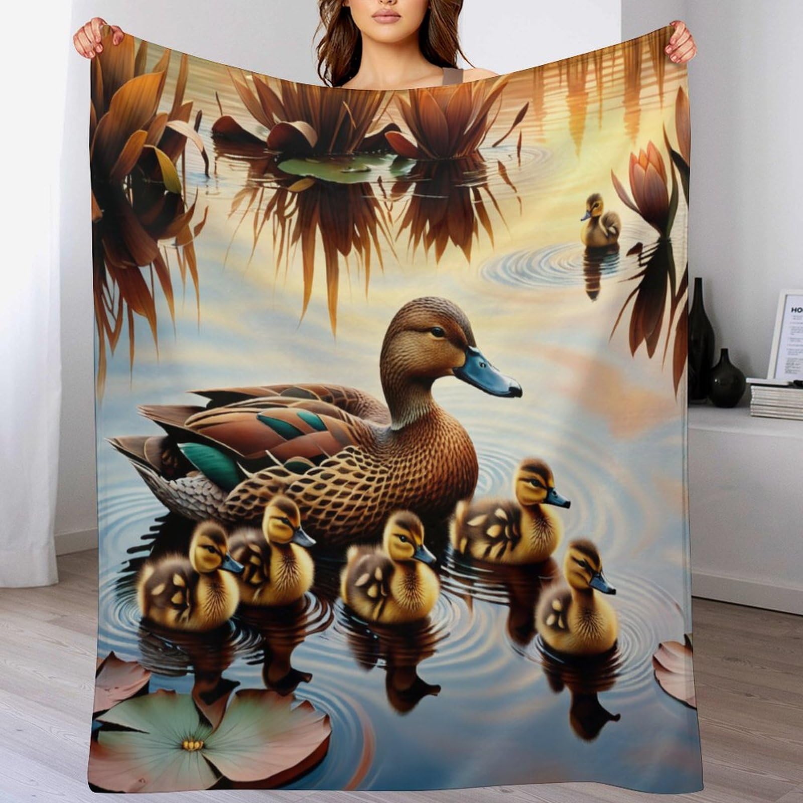 Couverture en flanelle Canard Family 140x180 : douceur premium pour drap de lit