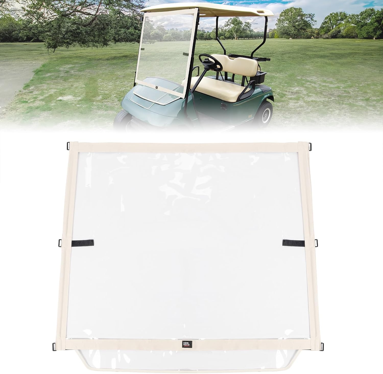 KEMIMOTO Foldable Golf Cart Windshield Compatible with EZGO TXT 1994-2013, Portable Lightweight PVC Windshield