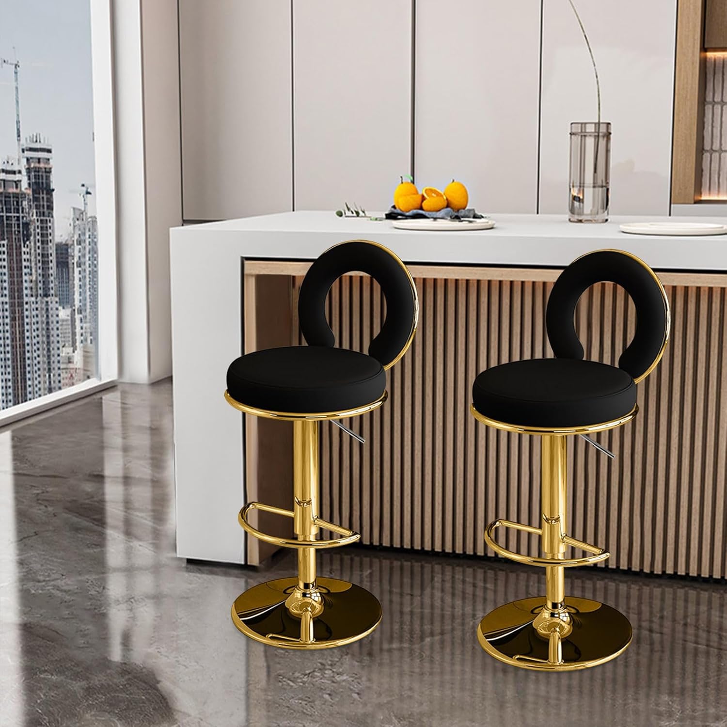 調節可能な回転式バースツール 2脚セット カウンター高さバースツール