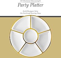 Vista 26 de Plasticpro Bandeja redonda de plástico para servir 6 seccionales (2, negro)