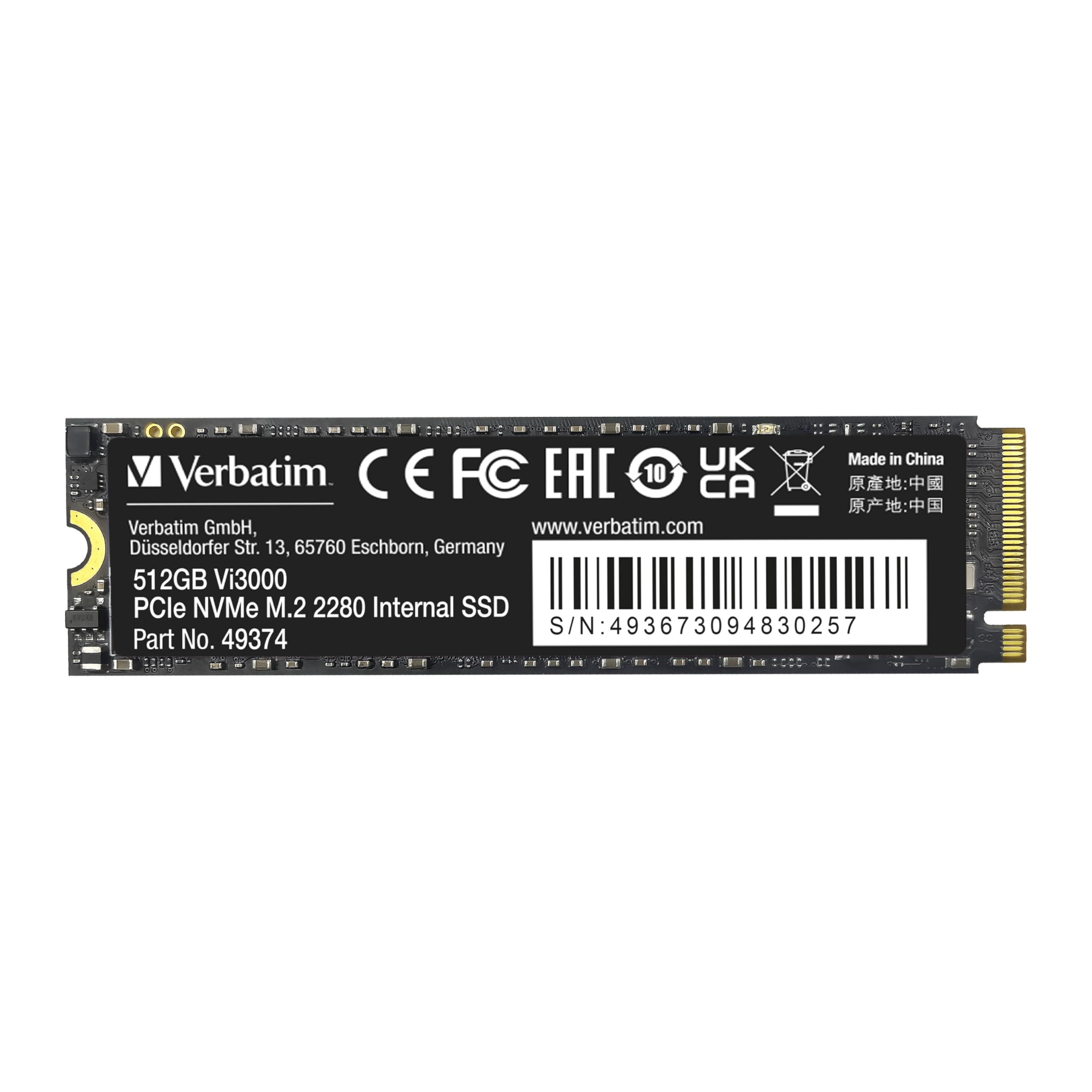Verbatim Vi3000 PCIe3.0 1TB 最大読込3100MB/s Amazon | Verbatim バーベイタム NVMe PCIe Gen3.0x4 PCIe3.0 Vi3000