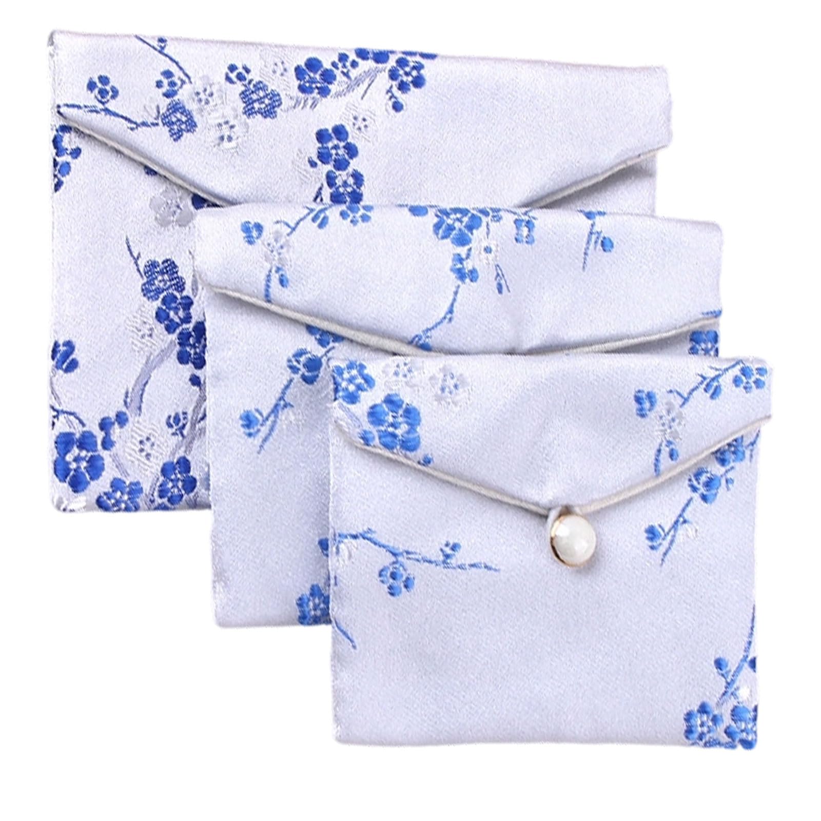 uikios Brocade Antique Inspired Jewelry Box Alternative Organizers Pouches Portable for Earring Necklace Storage Portable Jewelry Pouches