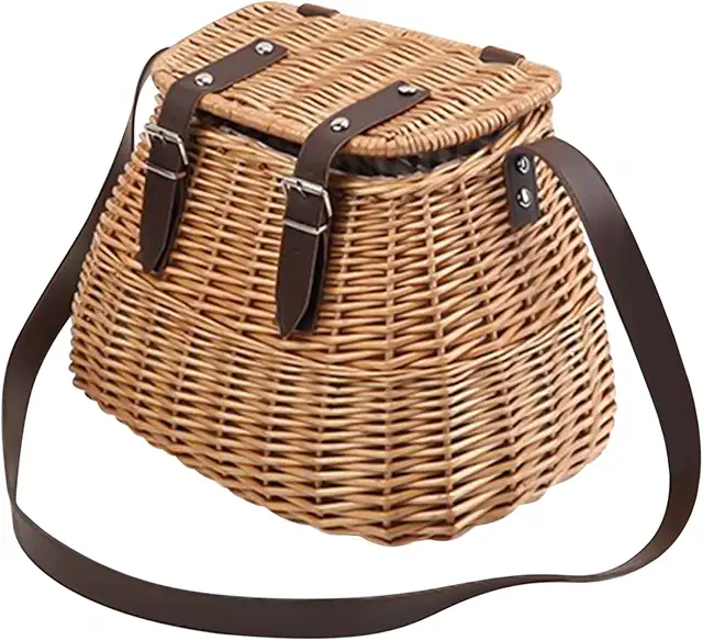 Panier en osier pour champignons de grande capacité avec couvercle - 12.2x7.48x9.06 pouces