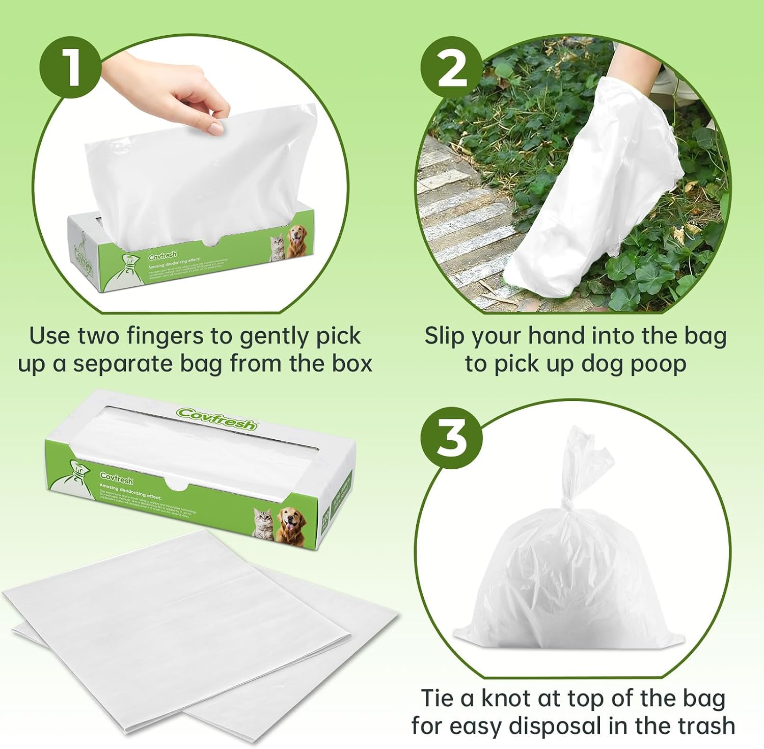 Odor Sealing Dog Poop Bags (220 Bags) Unscented & Durable Dog Waste Bags, Block Smells [Size:S, Color:White]