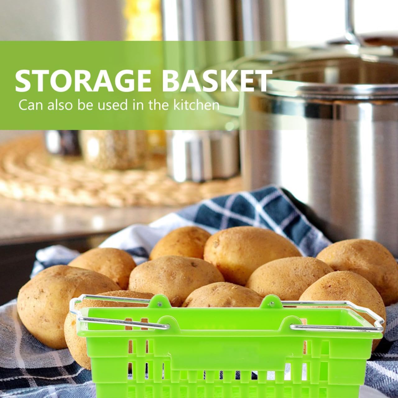 Hemoton Mini Storage Basket 4.53X2.95X1.57 Inch Portable Plastic Organizer with Handle for Stationery Storage Organizer and Art Supply Holder