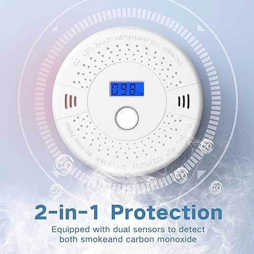 Miniatura 2 de Detector de monóxido de carbono y humo interconectado, detector de humo y CO, funciona con batería de 10 años, alarma inalámbrica interconectada de