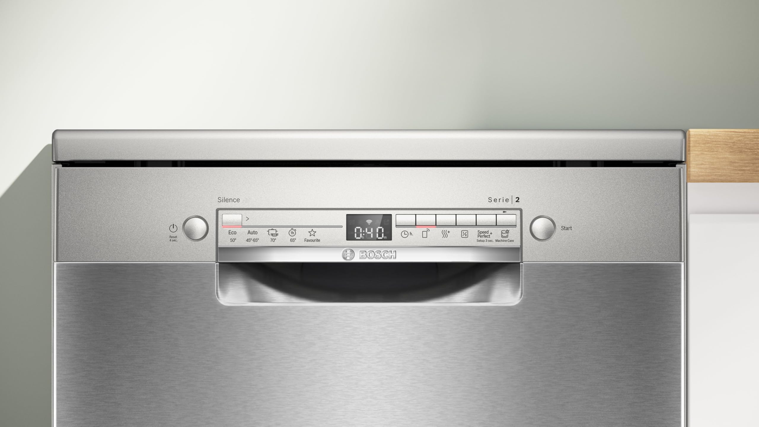 Bosch SMS2HVI02E Series 2 - Dishwasher, Freestanding | 60 cm, Smudge Resistant Brushed Steel, Home Connect, Cutlery Drawer, Rackmatic Basket, Silence on Demand