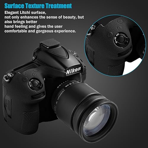 Miniatura 4 de Easy Hood Funda para cámara digital Nikon D810 D810A, superficie texturizada, carcasa de silicona suave antideslizante antiarañazos, protector de