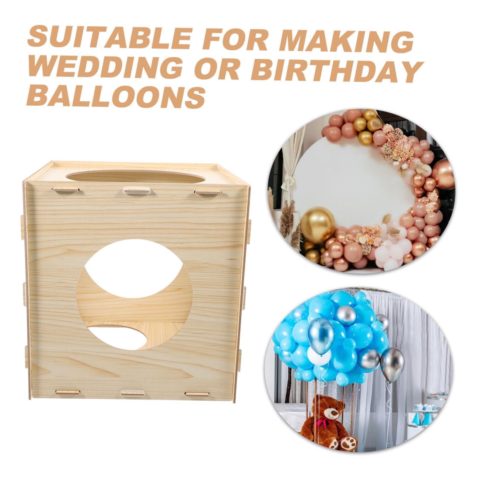 BESTonZON Holz Ballongrößen Messwürfel mit 9 Löchern Einfach Zusammenbaubar Messwerkzeug für Luftballons bei Geburtstagsfeiern und Hochzeiten Beige