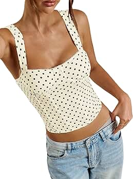 SOLY HUX Women's Polka Dots Corset Tops Y2k Sleeveless Bustier