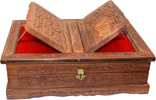 Miniatura 4 de Santo plegable libro soporte madera tallada a mano Rehal caja para el Corán, Biblia, Gita, Gurugr