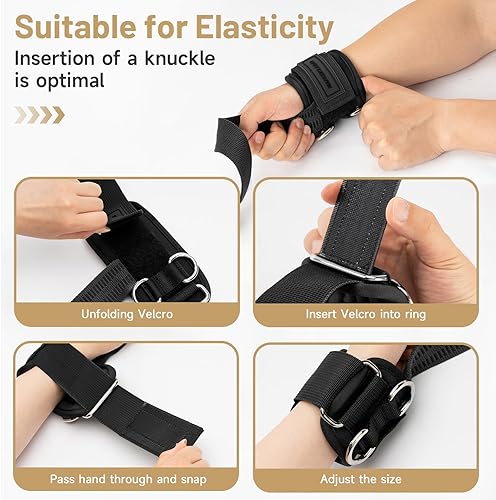 Miniatura 3 de MANUEKLEAR Non-Slip Wrist Straps for Weightlifting Deadlifting, Gym Lifting Straps with D Rings for Cable Machine Workout, 10mm Neoprene Padded