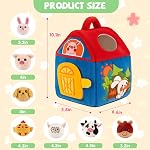 Jouets pour bébés 6-12 mois, Barn avec des animaux de ferme farcis, Jouet pour bébés Montessori, Jouets sensoriels pour les tout-petits 1-3, Voyage portable & Cadeau d'apprentissage pour les nourrissons & Jeunes enfants