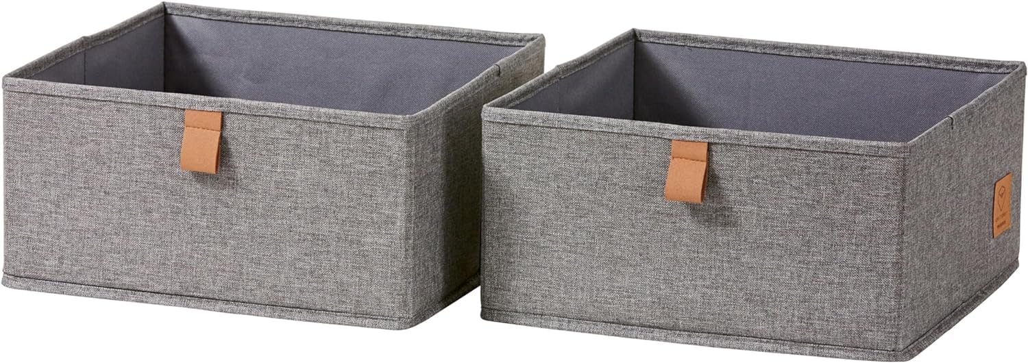 LOVE !T STORE !T Premium Drawer Organiser, Set of 2, Foldable, Wardrobe Organiser, Storage Boxes, 30 x 30 x 15 cm, Grey