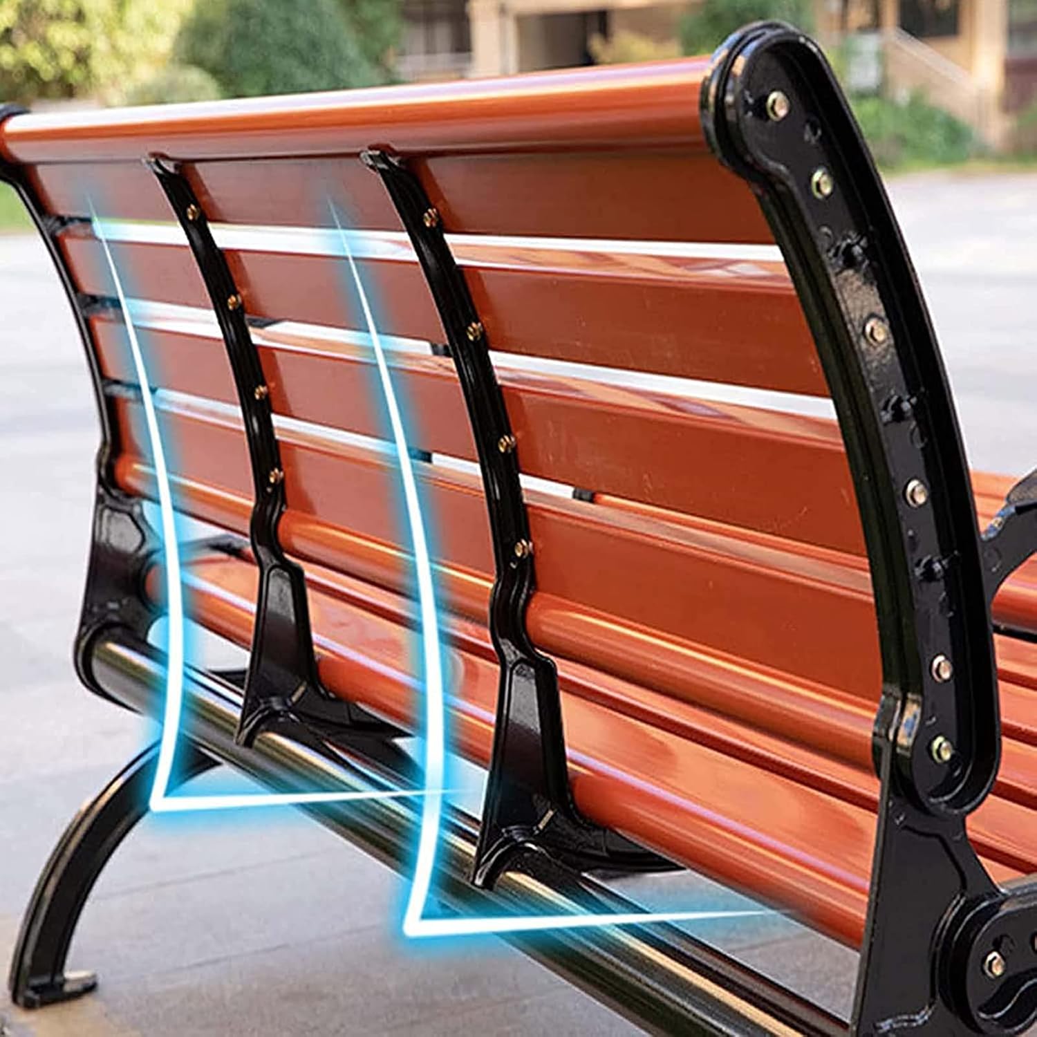 Outdoor Metal and Wood Patio Bench - 180cm Weatherproof Garden Furniture, Stylish Porch Chair for Yard & Lawn, Durable Park Bench for Outdoor Relaxation