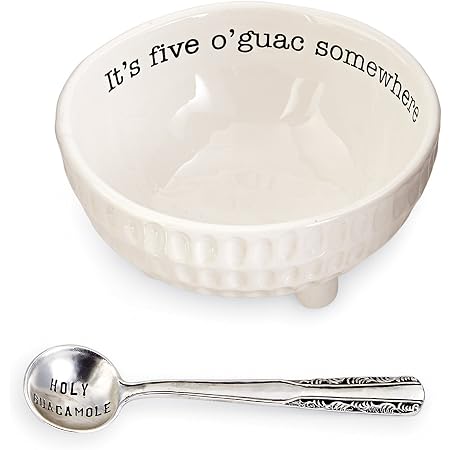 Mud Pie Set Per Salsa E Guacamole Da 4 Pezzi: Ciotole In Ceramica Bianca Con Cucchiai D'Argento