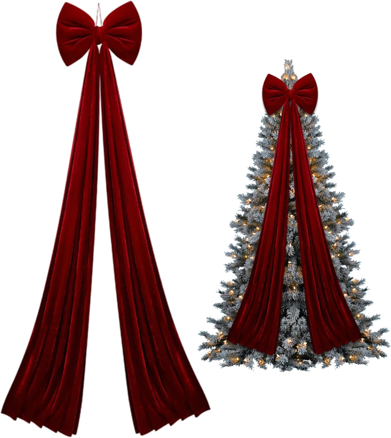 Christmas Tree Bows 79x16 Inch Extra Large Velvet Big Red Bow Christmas Decorations for Home Wreath Wall Backdrop