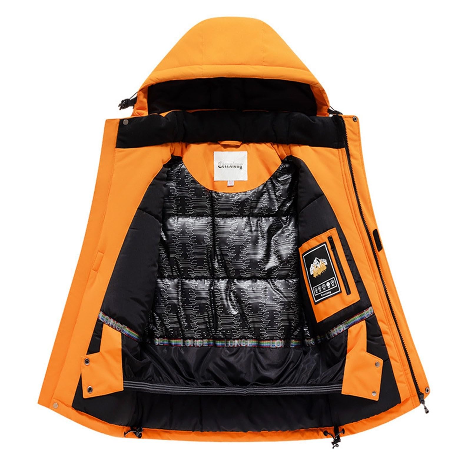 Generisch Traje de esquí para niños, traje de nieve monocolor, chaqueta de plumón con capucha + pantalones de esquí, juego de ropa de invierno de 2 piezas, traje de invierno grueso, resistente al