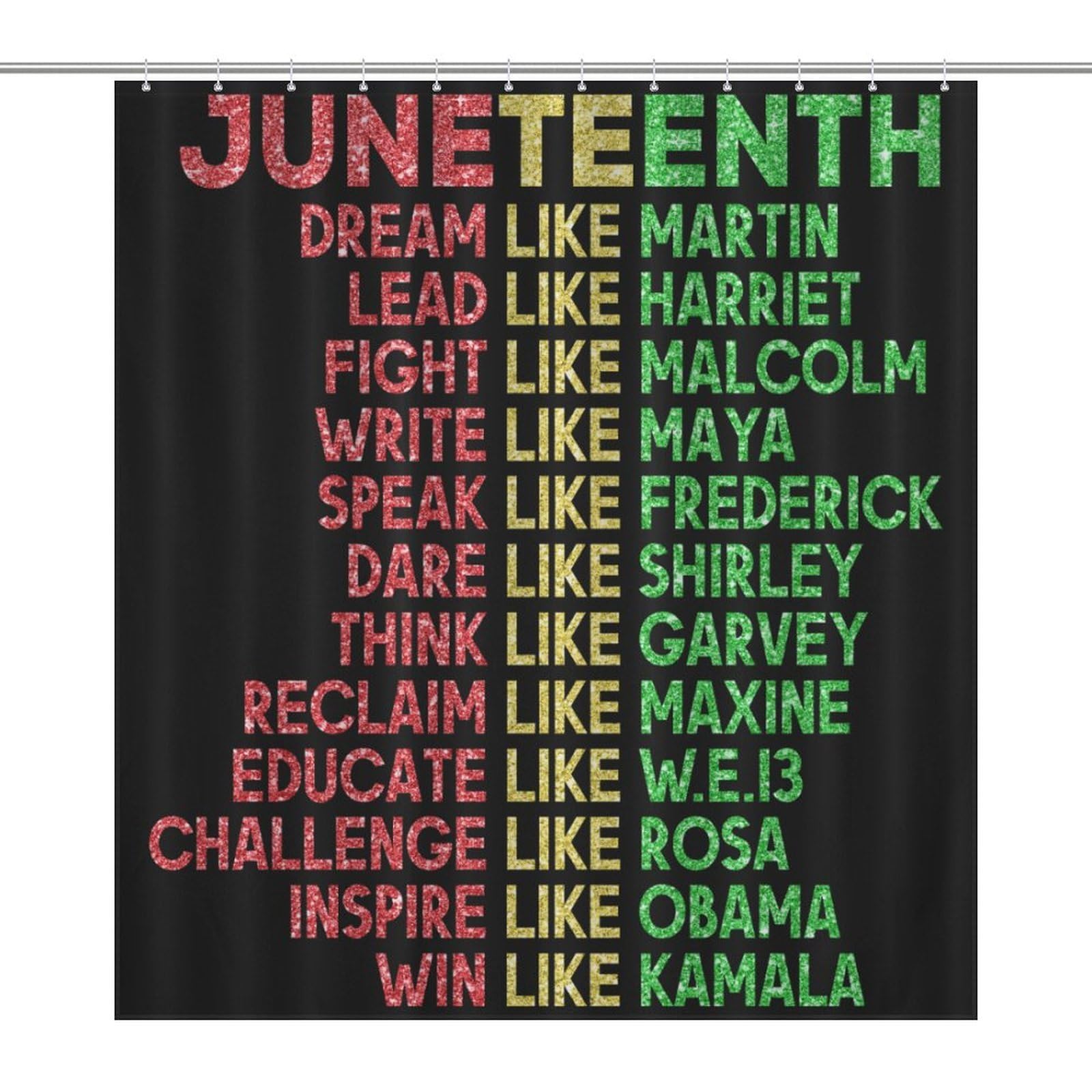 Oudrspo Juneteenth Black History Month Shower Curtain Modern Bath Curtain Bathroom Decor Set with 12 Hooks 60 X 72 Inch