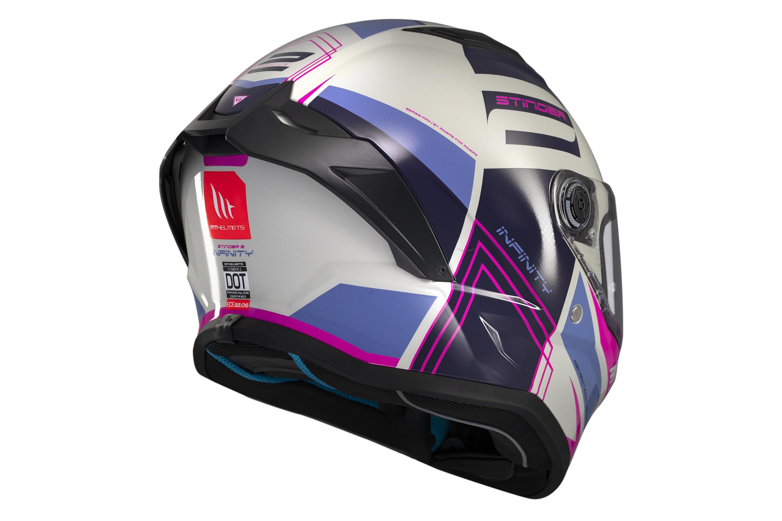 MT Helmets Stinger 2 – Casco Moto Integral Deportivo con Pantalla Antivaho Compatible con Pinlock, Visor Solar Full Vision, Interior Lavable y Calota HIRP | Homologado ECE 22.06 & DOT