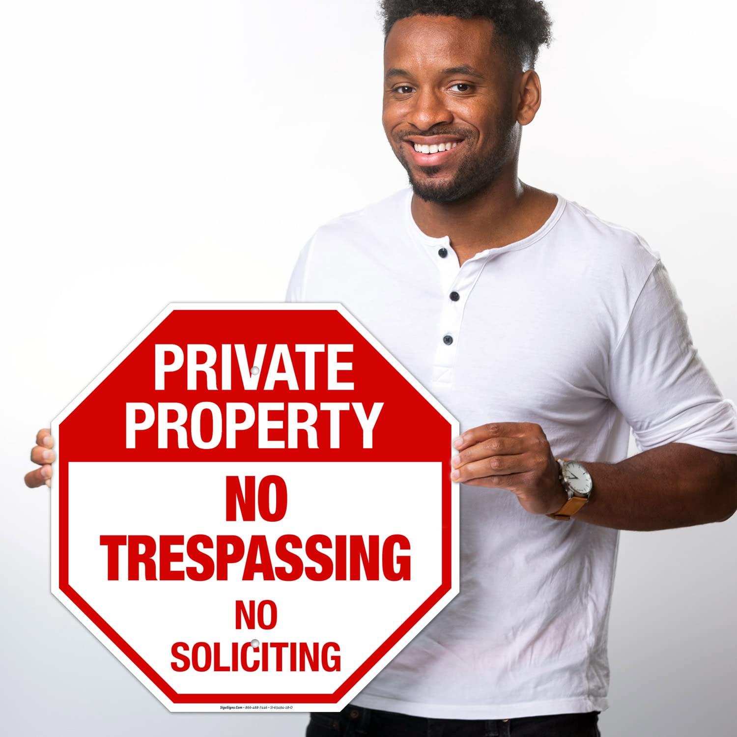 Private Property No Trespassing No Soliciting Sign, 18x18 Inches, Rust Free .063 Aluminum, Fade Resistant, Made in USA
