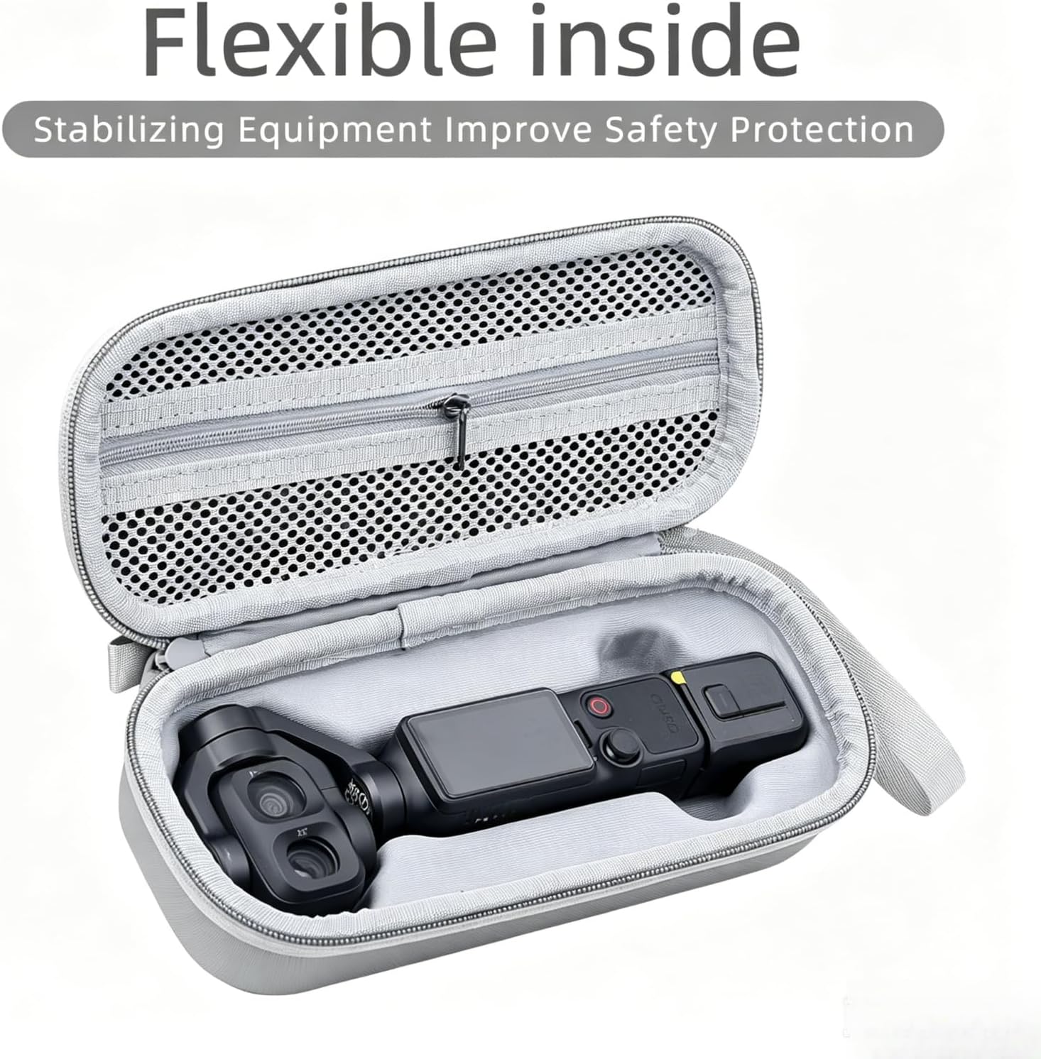Storage Bag Compatible with DJI Pocket 4 Pro, PU Carrying Case with Mesh Pocket, Protective Organizer Pouch for Camera Accessories, Travel Vlogging Gear (Gray)