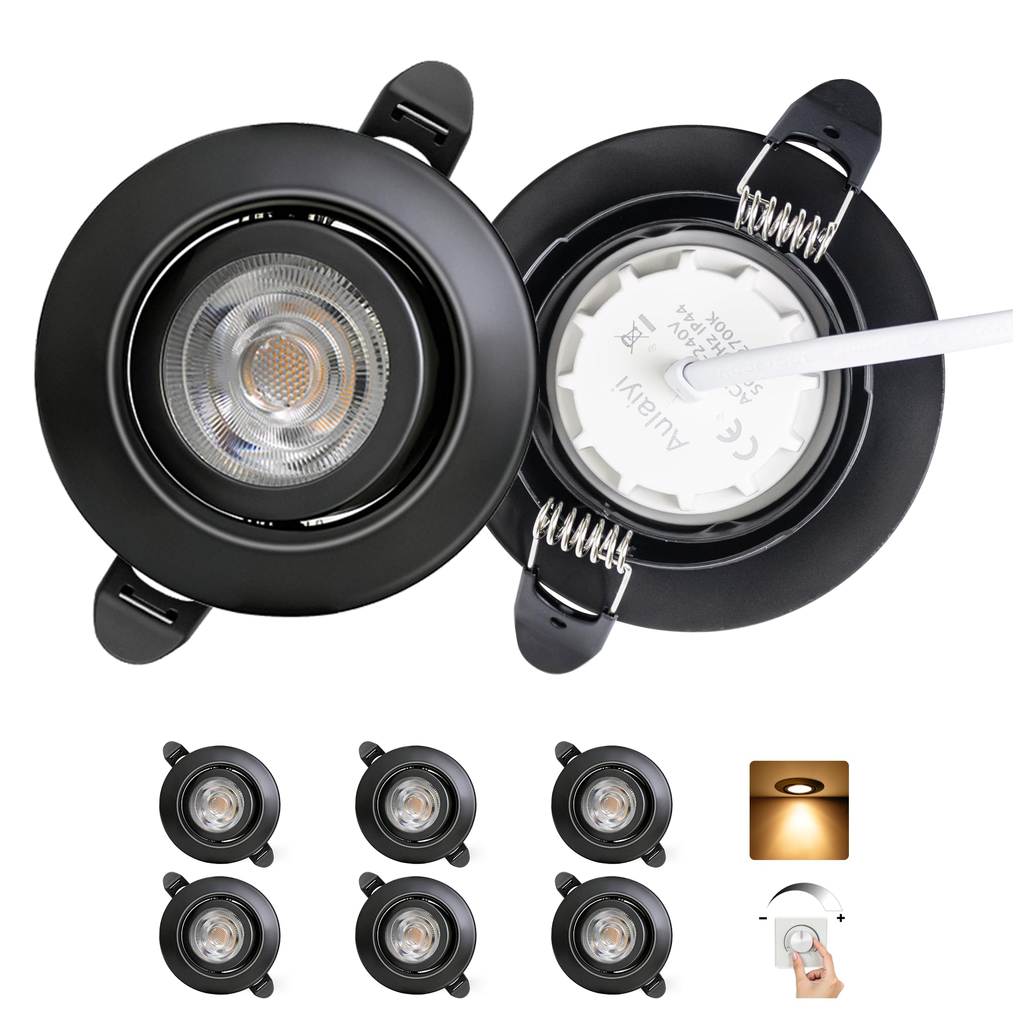 Aulaiyi LED Einbaustrahler 230V Dimmbar 2700K Warmweiß