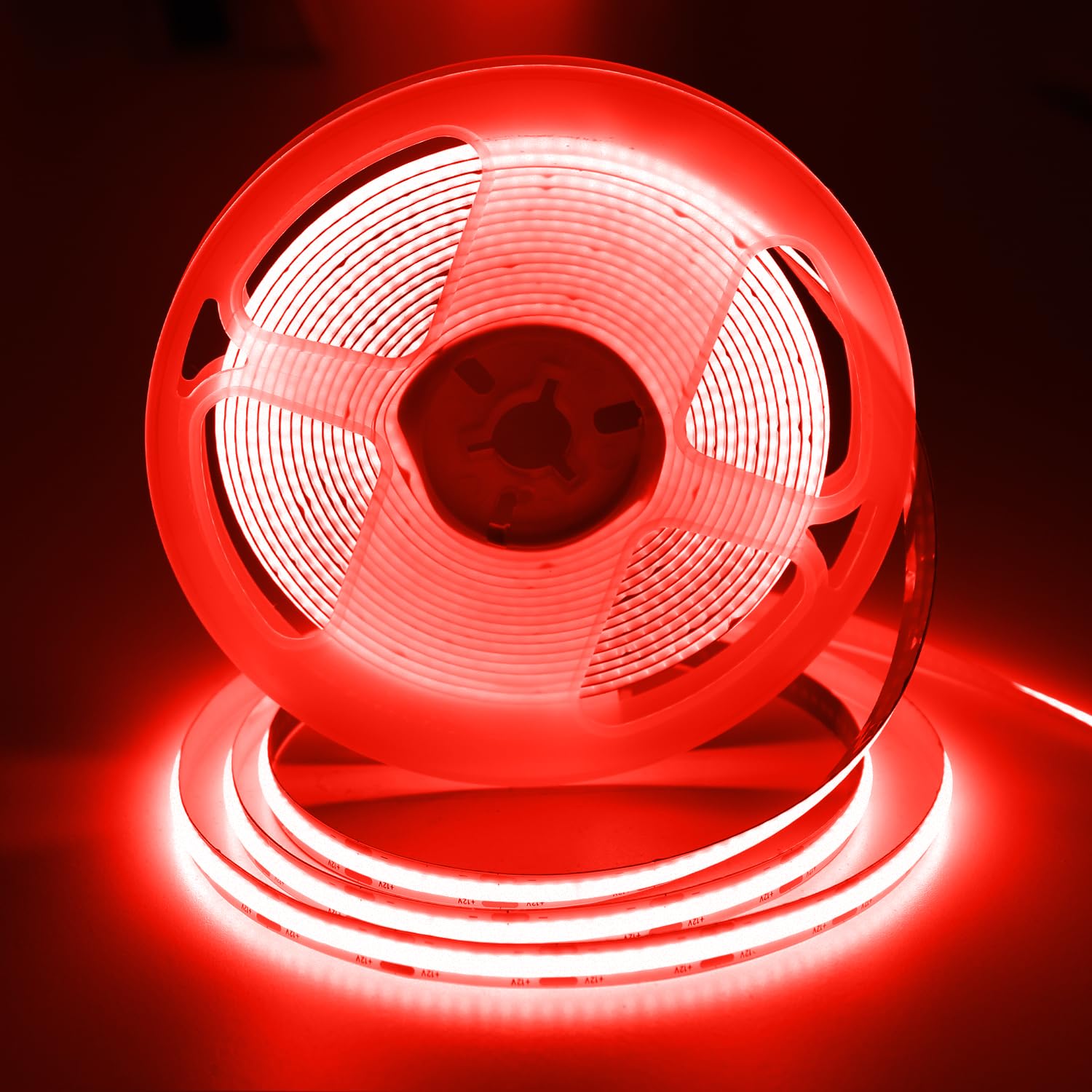 ShineBurky 12V COB LED Strip Rot, 5M LED Streifen CRI93+ Breite 8mm Flexibel Schneidbar LED Strip Light für TV Hintergrundbeleuchtung Küche Schlafzimmer Deko (Keine Netzadapter)