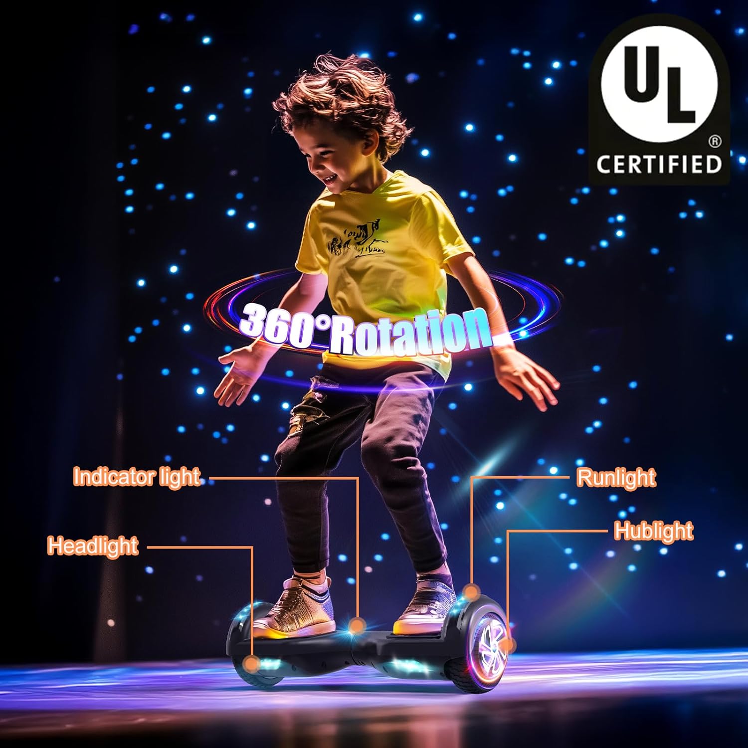 LIEAGLE Scooter, Self Balancing Scooter with Bluetooth Speaker LED Lights Wheels,Dual 300w Motors, 7.5 mph Max Speed & 8.5 Miles Max Range, for Kids, Boys, Gilrls, Adults, for All Ages