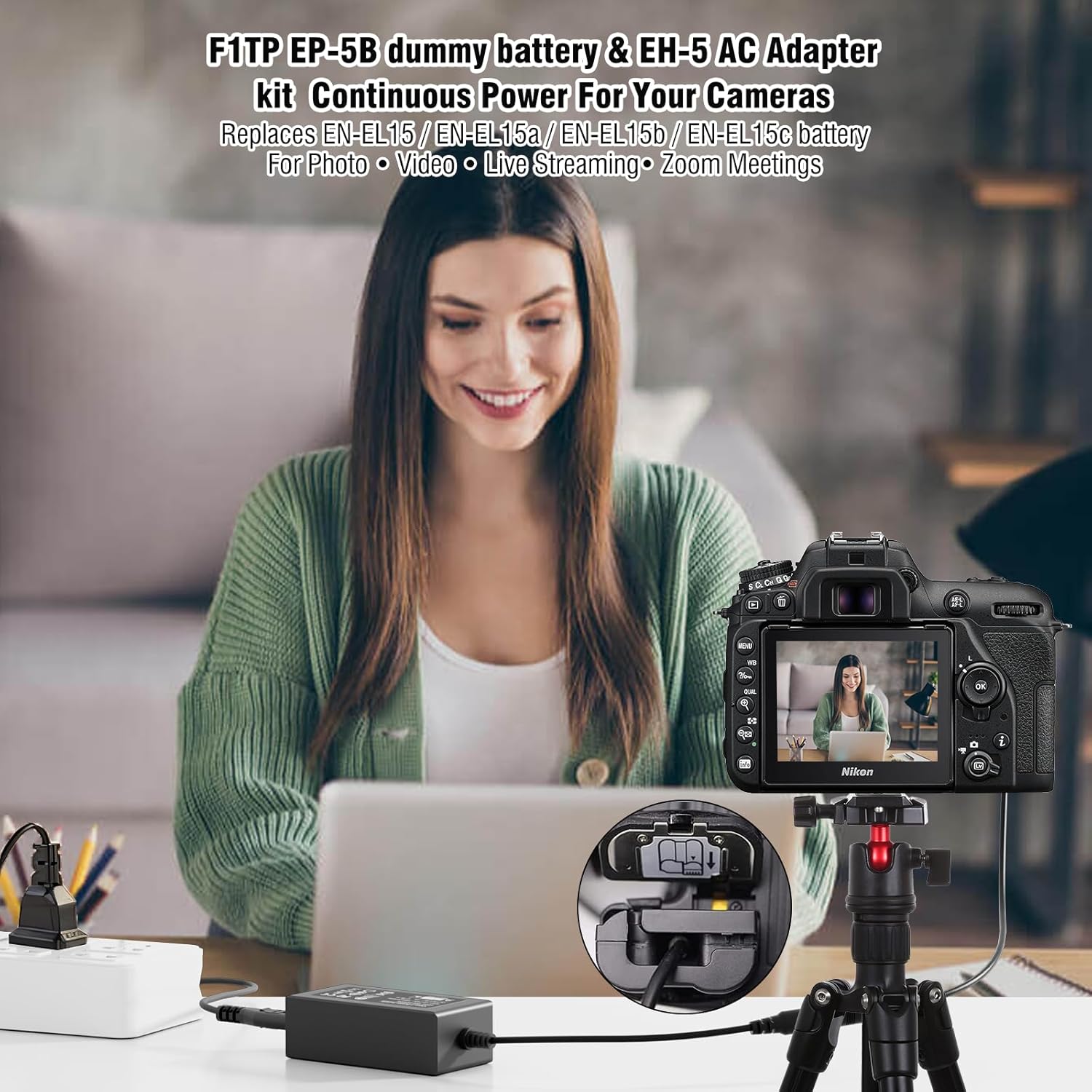 F1TP EH-5 Plus EP-5B AC Power Adapter DC Coupler kit for Z8 Z6II Z7II D500 D600 D610 D750 D780 D800 D810 D850 Cameras