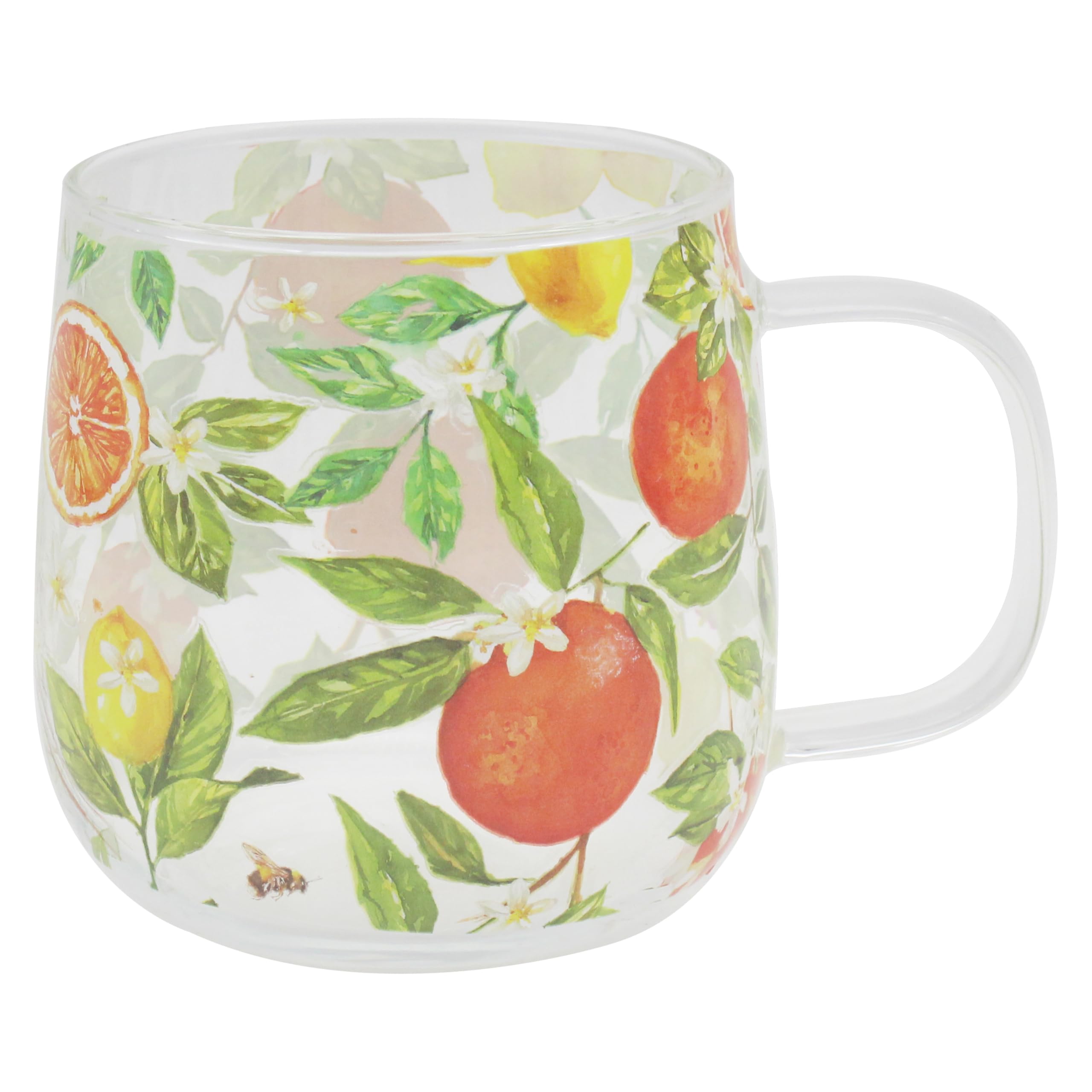 Glass Mug Oranges & Lemons Jennifer Rose's Tea Coffee Cup Kitchen Drinkware Gift