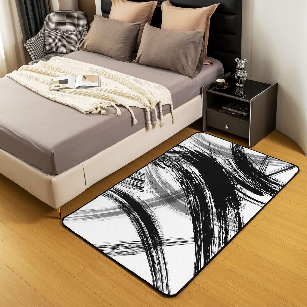 jejeloiu Black and White Area Rug 5x7 Geometric Modern Living Room Rugs Neutral Art Decorative Carpet Abstarct Decor Indoor Floor Mat