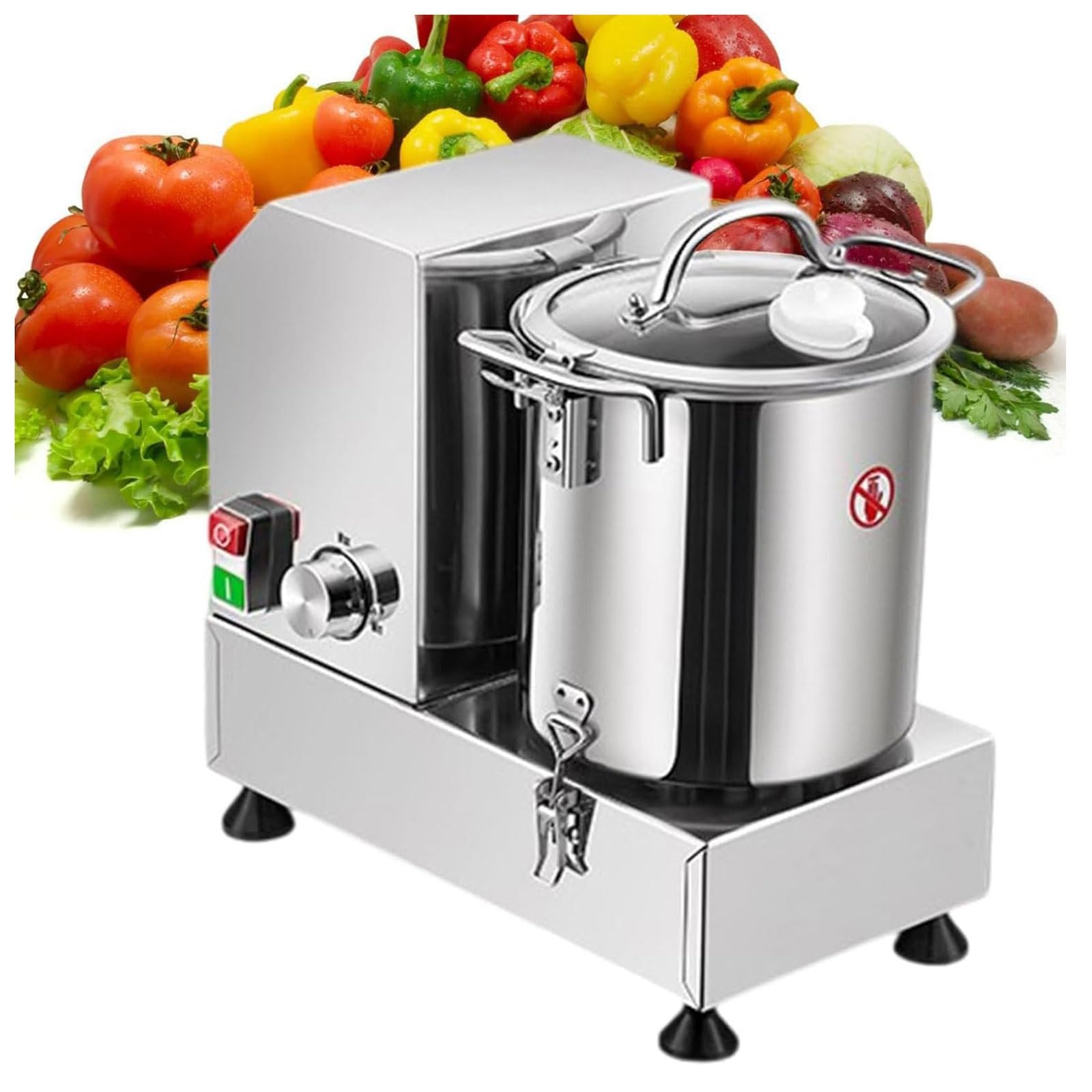 FHRKA Commercial Food Processor & Vegetable Chopper,6L/9L/15L Heavy Duty Meat Grinder Veggie Mincer with Stainless Steel S-Curve Blades (6L)
