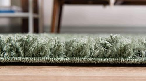 Miniatura 12 de Unique Loom Davos Shag Collection - Alfombra de área, color liso (5 pies 3 pulgadas x 8 pies, ovalada, salvia)
