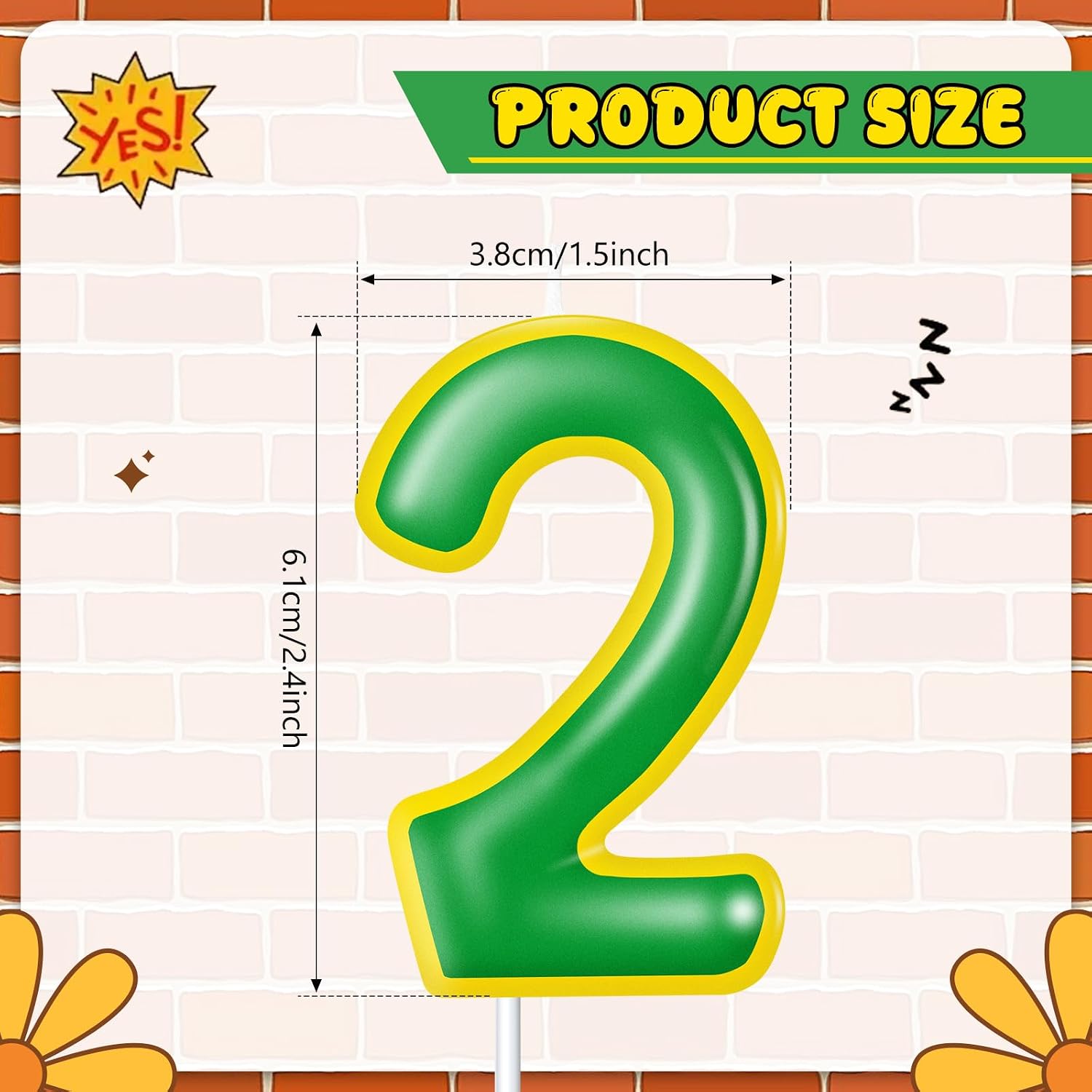 Lounsweer Street Party Decorations Birthday Candle Number 2 Cake Topper