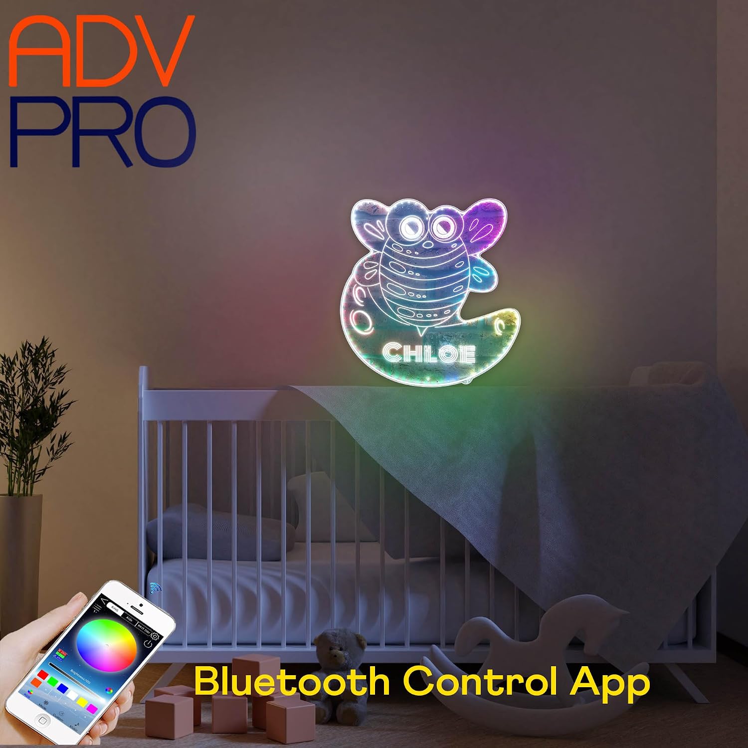 ADVPRO Name Personalized Bee RGB Dynamic Glam LED Sign - Cut-to-Edge Shape - Smart 3D Decoration - Multicolor Signage - st06s22-fnd-p0048-tm image 2