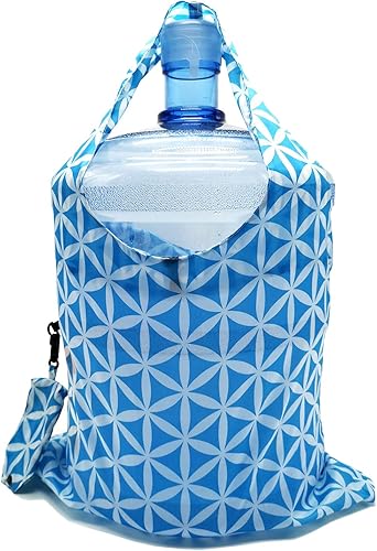 Miniatura 2 de HOLYLUCK kit de 3 bolsas de compras reutilizables, muy resistentes, soportan hasta 42 libras, Casual, Azul (Sky Blue Flower)