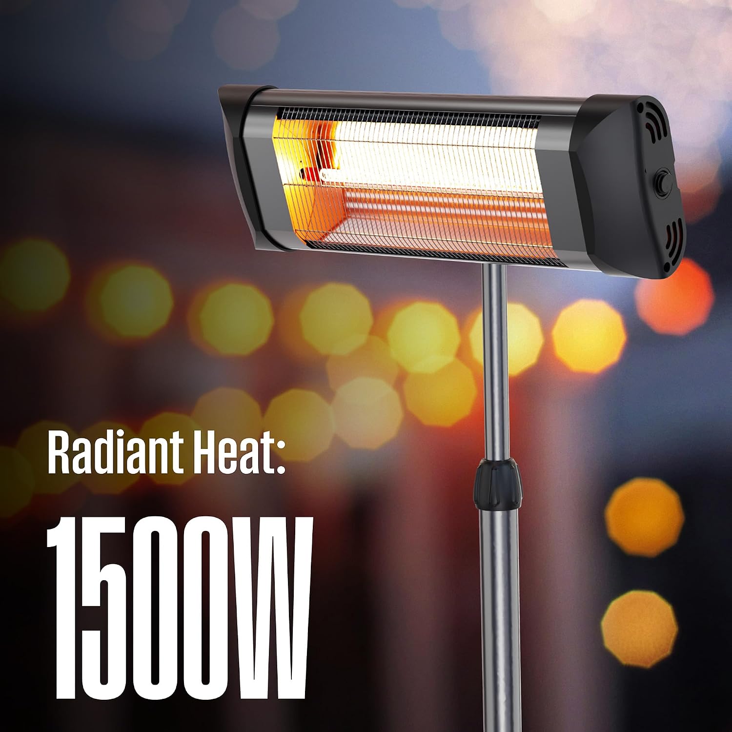 Westinghouse Outdoor Electric Patio Heater, Water Resistant, 44-73" Height Adjustable, Overheat Protection, Auto Shut Off Tip Over Switch, Pole Mounted Infrared Heater for Backyard, Deck, & More