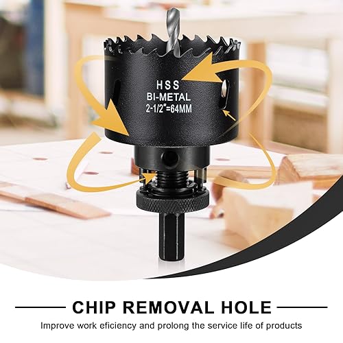 Vista 36 de Sierra perforadora de 2 3/4" (70 mm) para madera y plástico, broca de núcleo de cortador de agujeros bimetálico HSS para paneles de yeso, tableros